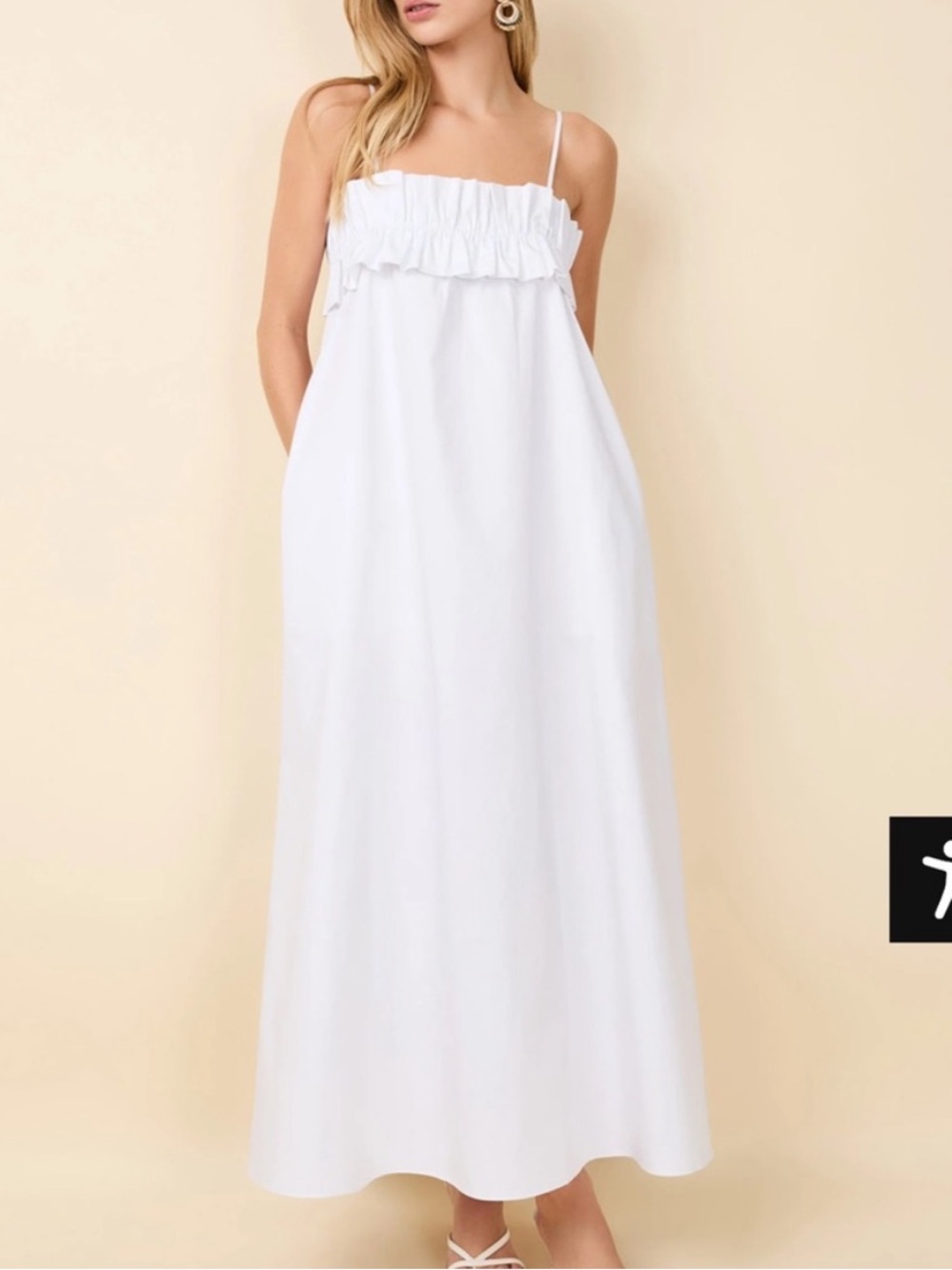 SOLID & STRIPED The Sophie Dress Small White Cotton Poplin Maxi NWT